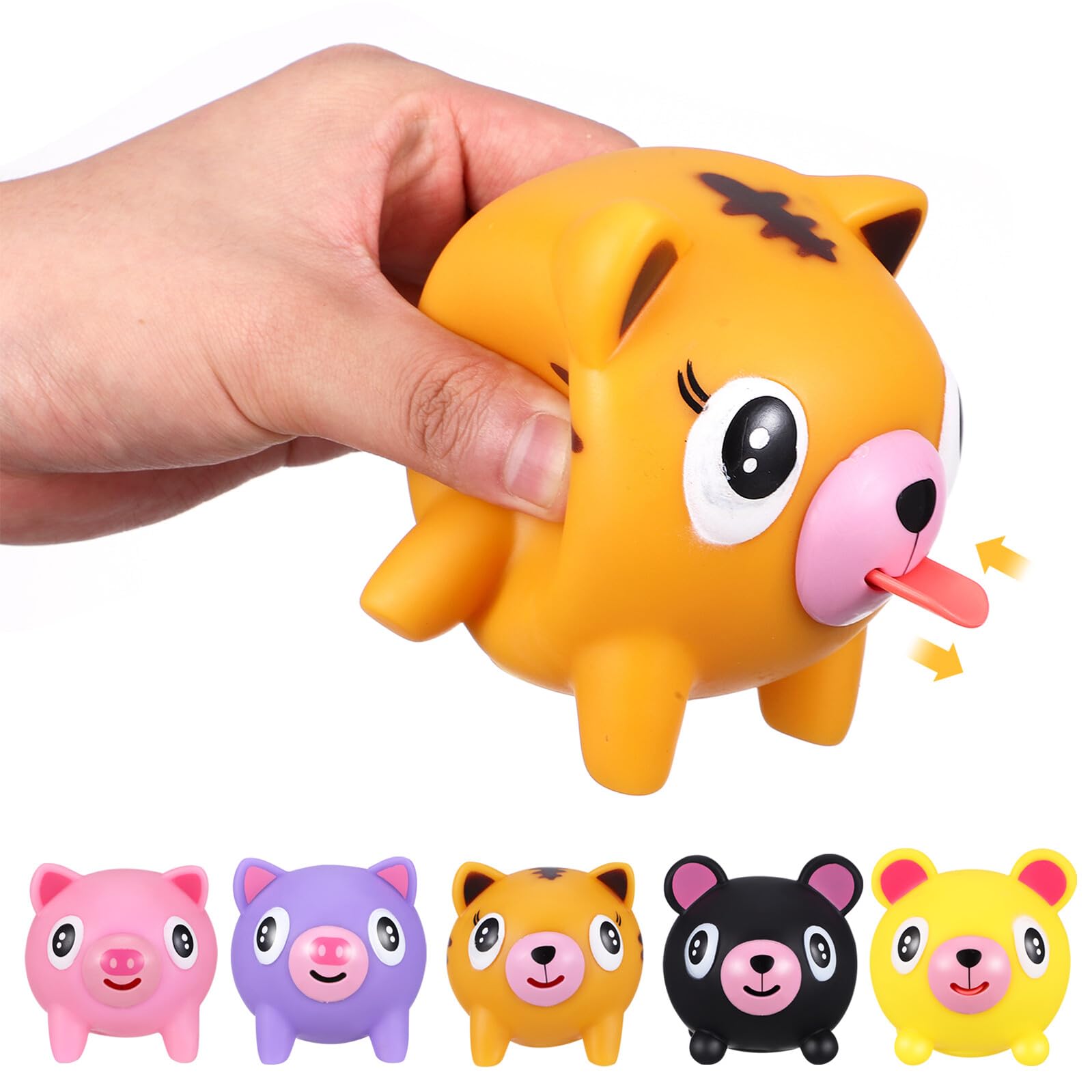 Jouet à Presser de Cochon 5 Pièces PVC Anti-Stress