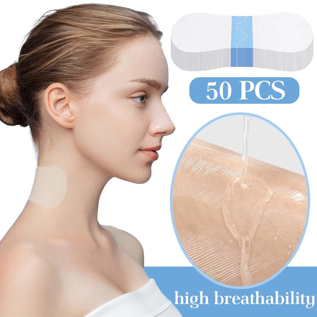 Confezione da 50 cerotto lifting per il collo, cerotto lifting invisibile,solleva la pelle cadente all'istante, cerotto traspirante impermeab,Cerotti,face tape viso lifting