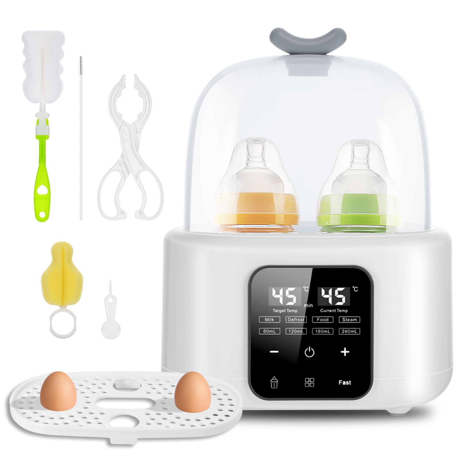 Scaldabiberon, Scalda Biberon 6 in 1 per latte materno e formula con controllo intelligente della temperatura, mantenimento 48H, scaldalatte, riscaldamento alimenti, scongelamento, vapore