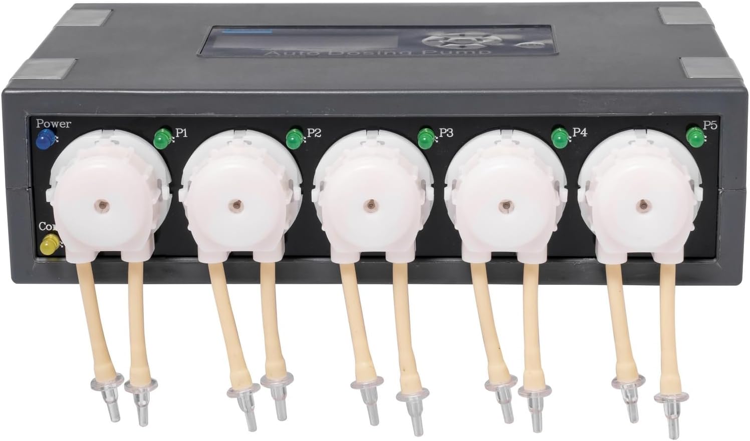 Front view of Jebao Jecod DP-5 with labeled pump channels