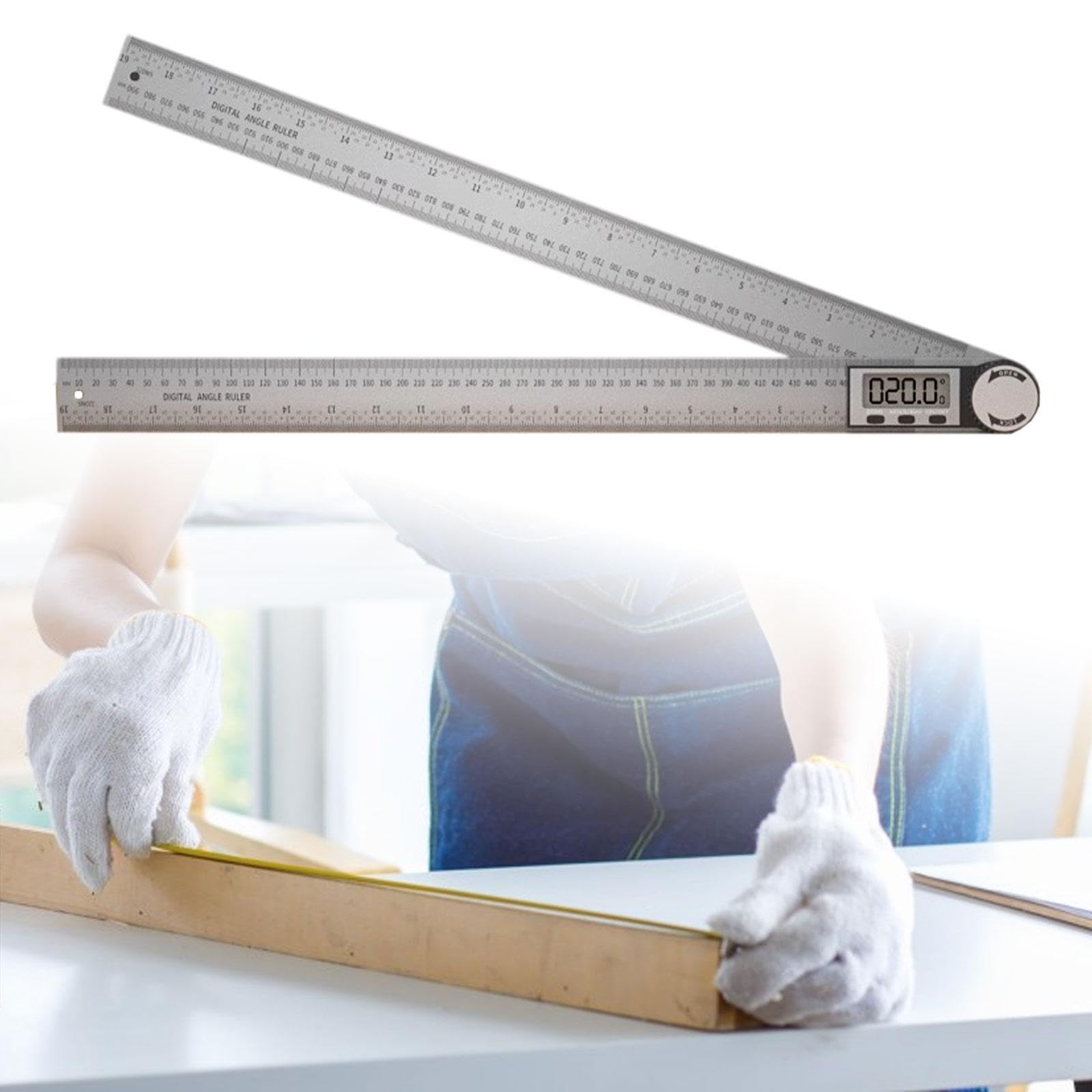 Ángulo Digital con Pantalla Digital, Regla de Acero Inoxidable, Instrumento de Medición Preciso, Medidor de 360 ​​grados, Función de Bloqueo, Escala de 500 mm