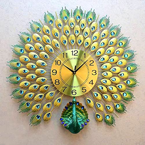 Image of RECTITUDE Wall Clock Silent Quartz Decorative Wall Clock Non-Ticking Classic & Modern and Stylish Silent Movement Peacock Wall Clock Easy to Read for Room /Home /Kitchen /Bedroom /Office (BF392)