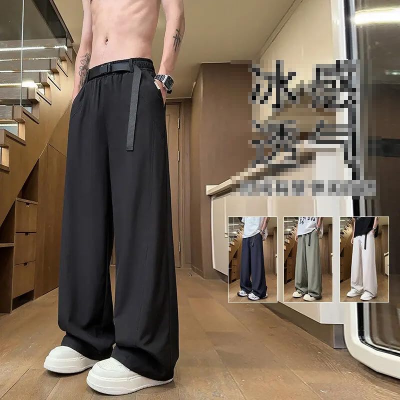 Men Casual Summer Thin Loose Korean Ice Silk Sports Trousers3