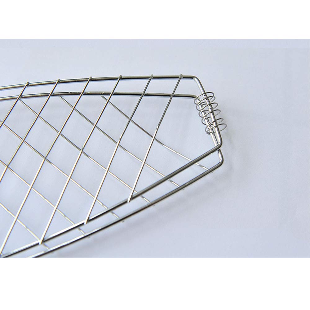 Cesta para Parrilla de Pescado, Accesorios para Parrilla, Clip para Barbacoa Mango de Madera Clip de Red para Barbacoa de Pescado Individual Clip para Pescado a la Parrilla al Aire Libre Herramienta