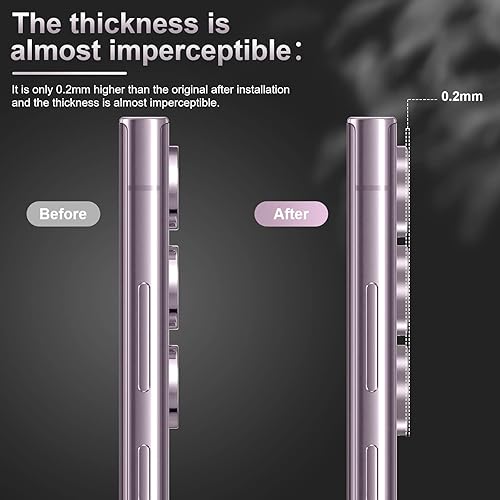 Miniatura 14 de [Paquete de 5+5] para Samsung Galaxy S23 Ultra, protector de lente de cámara de vidrio templado 9H, protector de pantalla de cámara para S23 Ultra