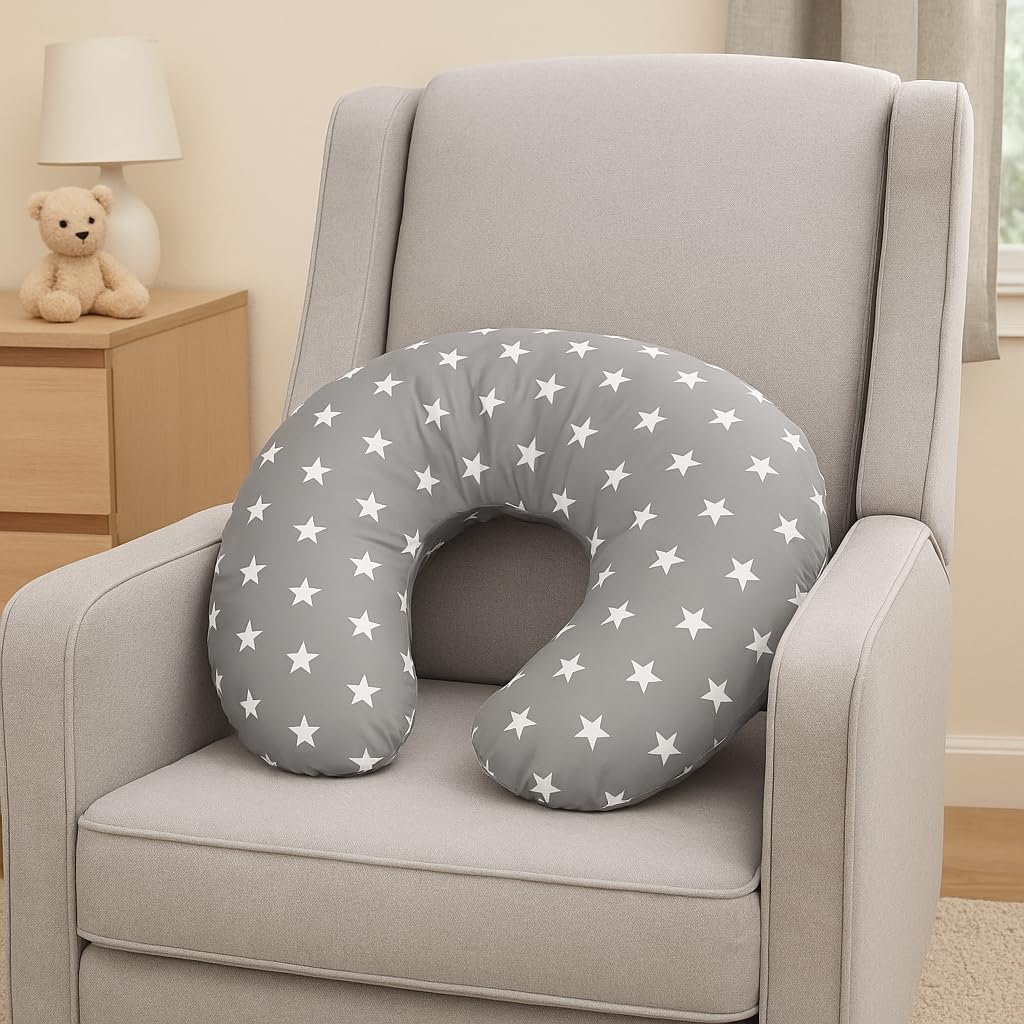 For Your Little One Breast Feeding Maternity Nursing Pillow Support | Mother & Baby Awards Shortlisted (Grey With White Stars)