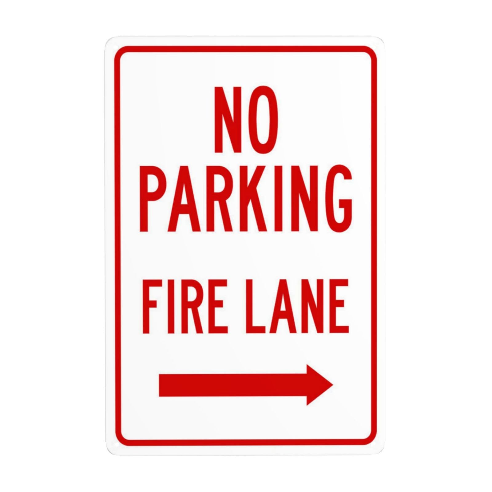 SMAZDFXX No Parking Fire Lane With Right Arrow Metal Warning Signs, Cautions Security Tin Sign, Safety Posted Signs for Street Business Wall Decor 12"x16"
