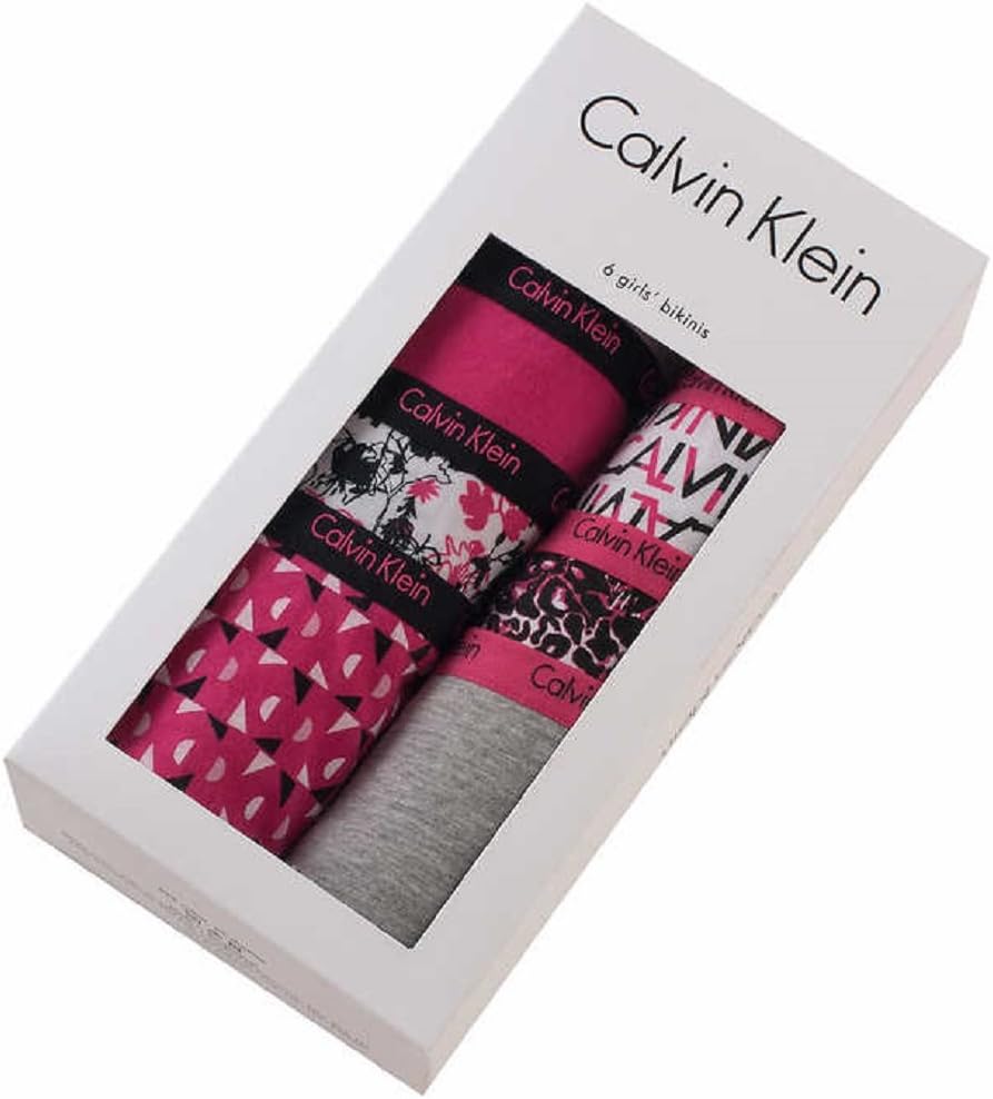 Calvin Klein Girls Graphic Bikini Panty Underwear Comfort stretch- 6 Pack (Medium, Assorted Print/Solid) - Image 2
