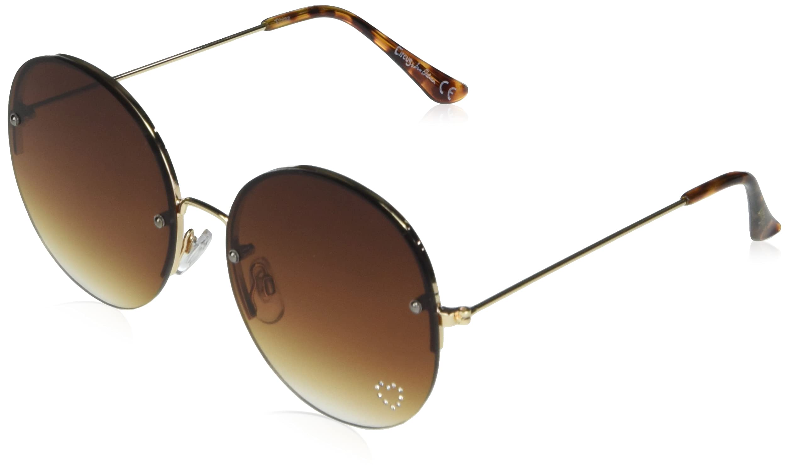 Circus By Sam EdelmanCc424 UV Protective Semi-Rimless Metal Crystal Heart Sunglasses | Year-Round | Trend-Right Gifts for Women, 60 mm