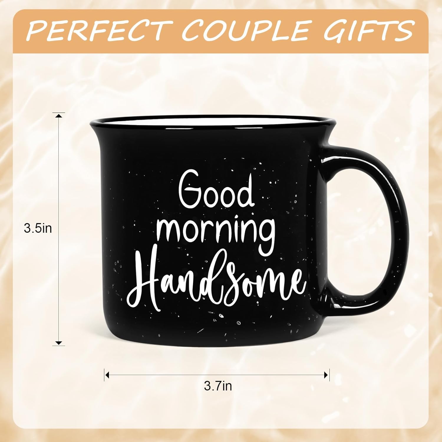 YHRJWN His and Hers Gifts, Good Morning Beautiful & Handsome Coffee Mug, Christmas Gift for Couples, Couple Mugs for Mr and Mrs, Newlyweds Couples Gifts for Wedding Anniversary, 15 Oz - Image 7