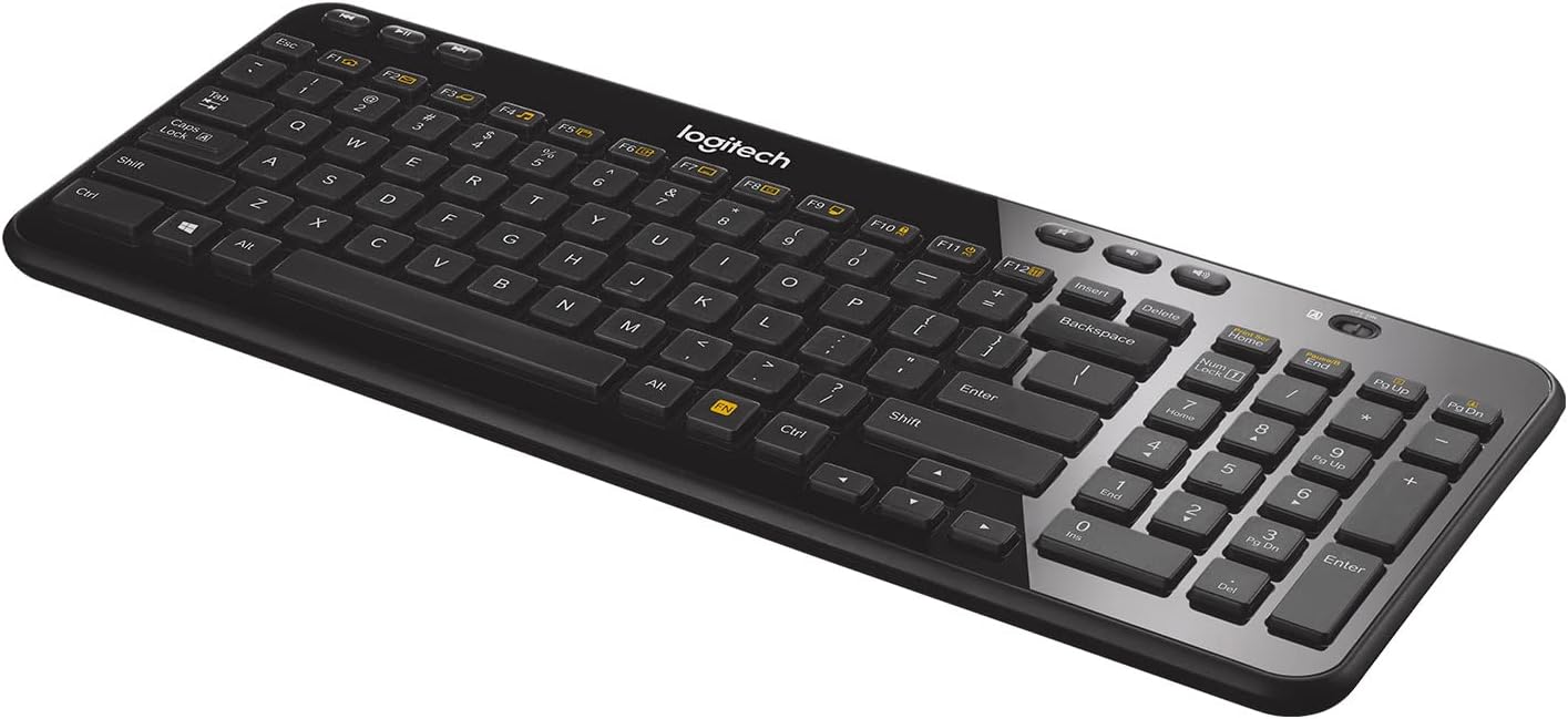 K360 Wireless USB Desktop Keyboard — Compact Full Keyboard, 3-Year Battery Life (Glossy Black)