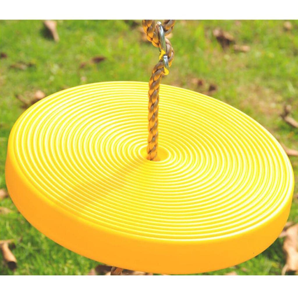 Columpio de Disco para Columpio Colgante para Juguete Al Aire Libre Asiento Disco Plástico PE Cuerda Ajustable Soporte 120 Kg Instalación, Amarillo