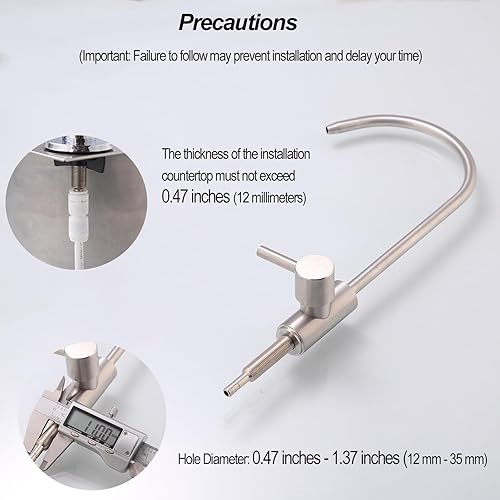 Miniatura 2 de Grifo de agua potable para la mayoría de ósmosis inversa y filtración de agua. Grifo de fregadero de acero inoxidable SUS304 níquel cepillado.