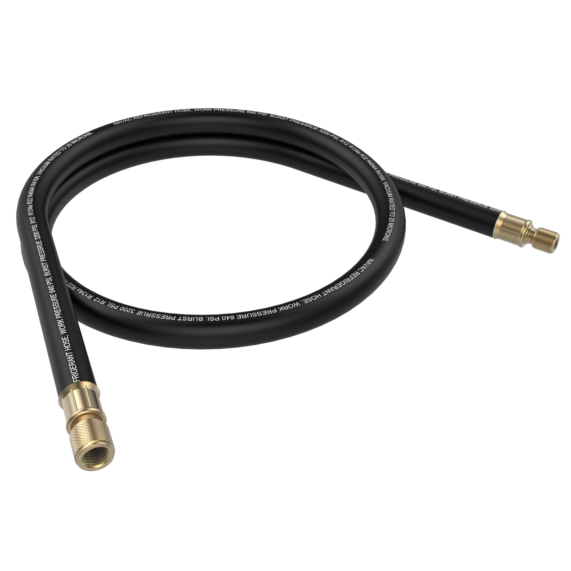 NAVAC NHB1 High-Flow Refrigerant Hose - 3/8" to 1/4" Fittings - 6 Feet Length - 1/2" Internal Diameter - Faster HVAC Evacuation and Recovery - 20