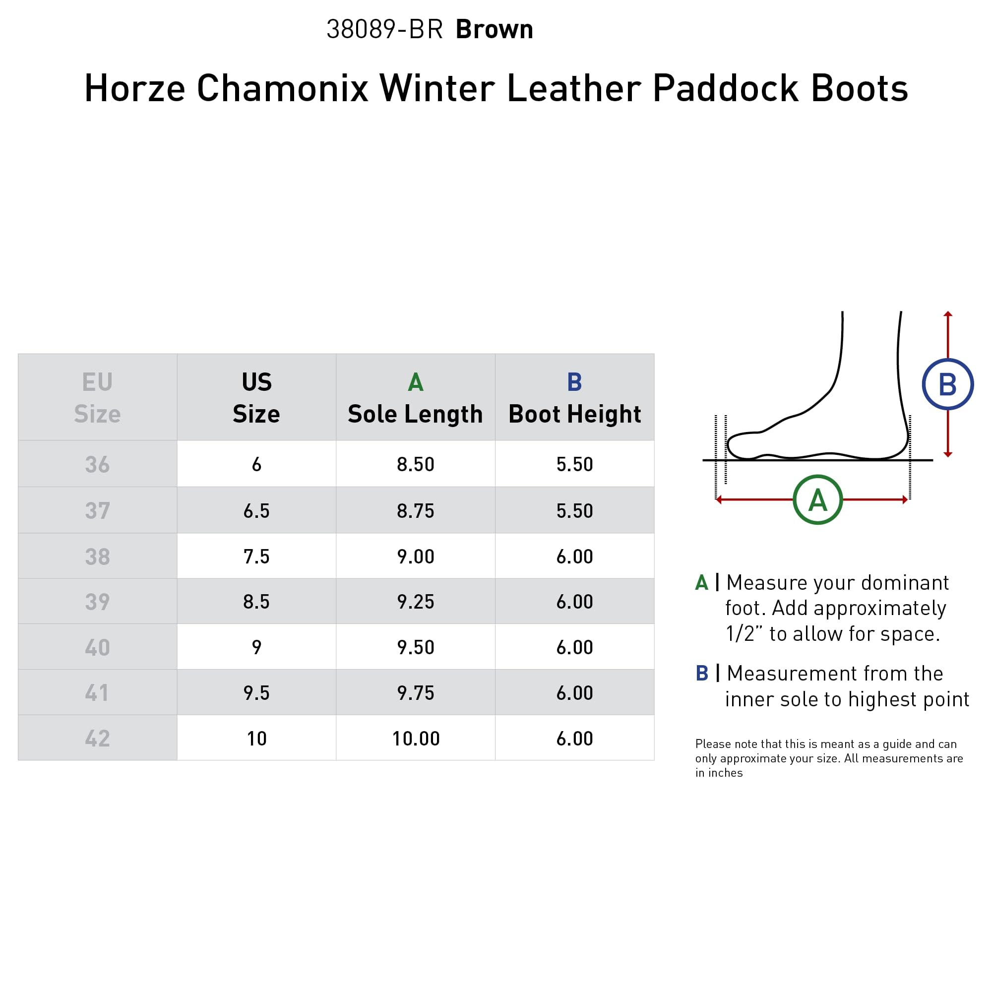 HORZE Chamonix - Stivali da equitazione termici da donna, in pelle, marrone, 38 EU