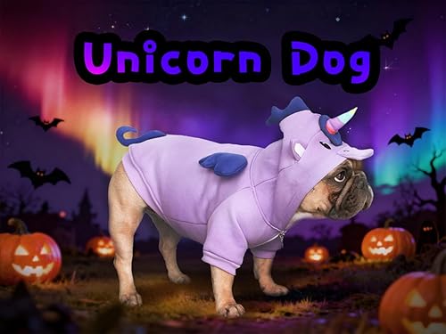 Miniatura 4 de iChoue - Disfraz de unicornio para perro, para el día de Halloween, suéter lindo y divertido para clima frío, abrigos de invierno, sudaderas con