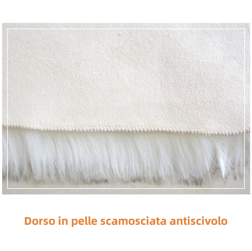 Faux Lana Pelliccia Tappeto, Soffice Shaggy Della Pelliccia Imitazione Tappeti Longhair Effetto Pelliccia Divano Letto, Usato per Camera da Letto Decorazione (50 x 100 cm,Bianco)