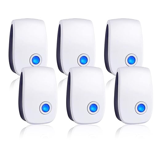 Upgraded Ultrasonic Repellent 6 Packs Pest Control Electronic Plug in for Cockroach Bugs Insects Spider Rodent Mosquitoes Mouse Repeller for Home Garage Hotel Office