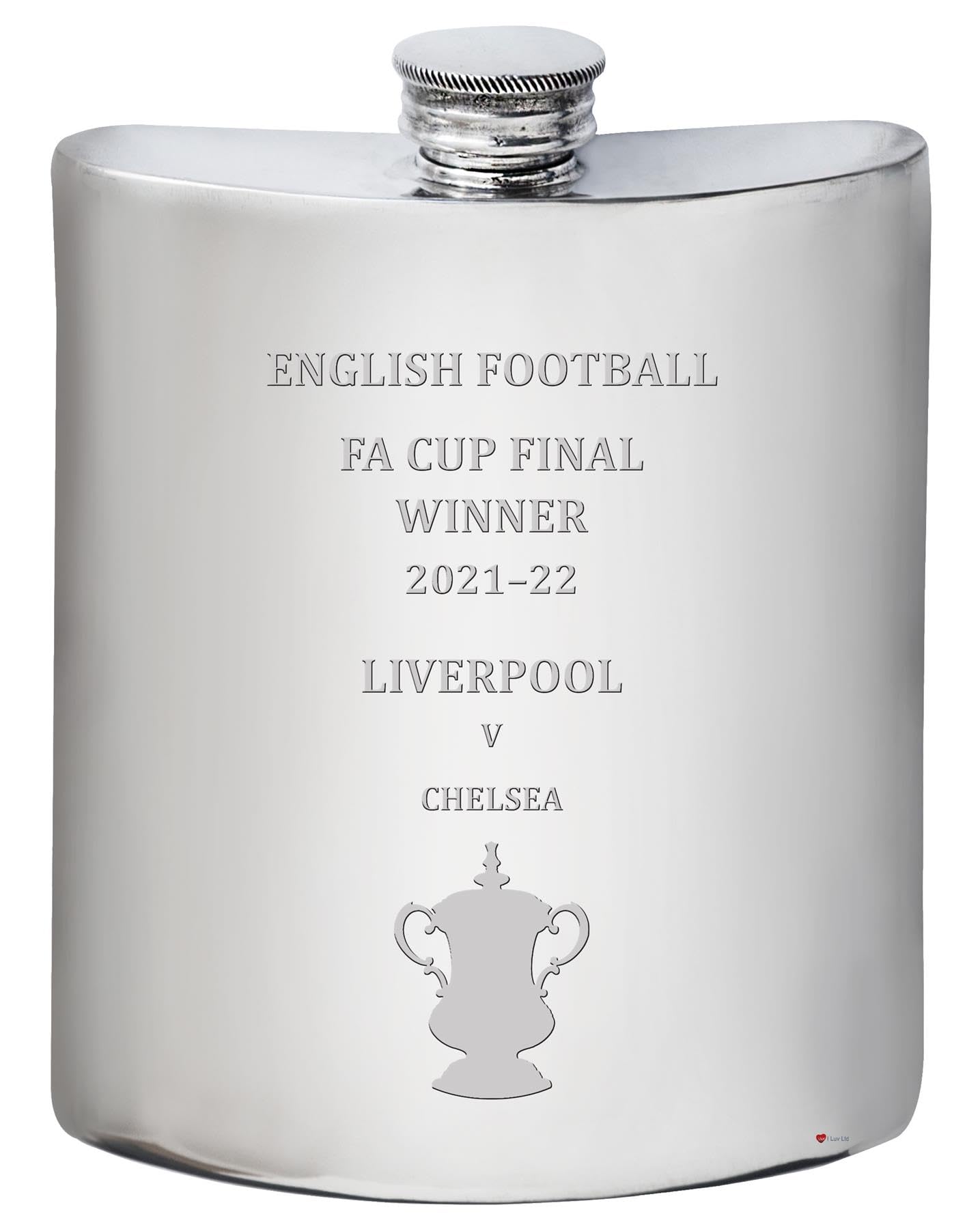 Flasque de Liverpool gravée en étain pour revivre l'émotion de la finale 2021-22