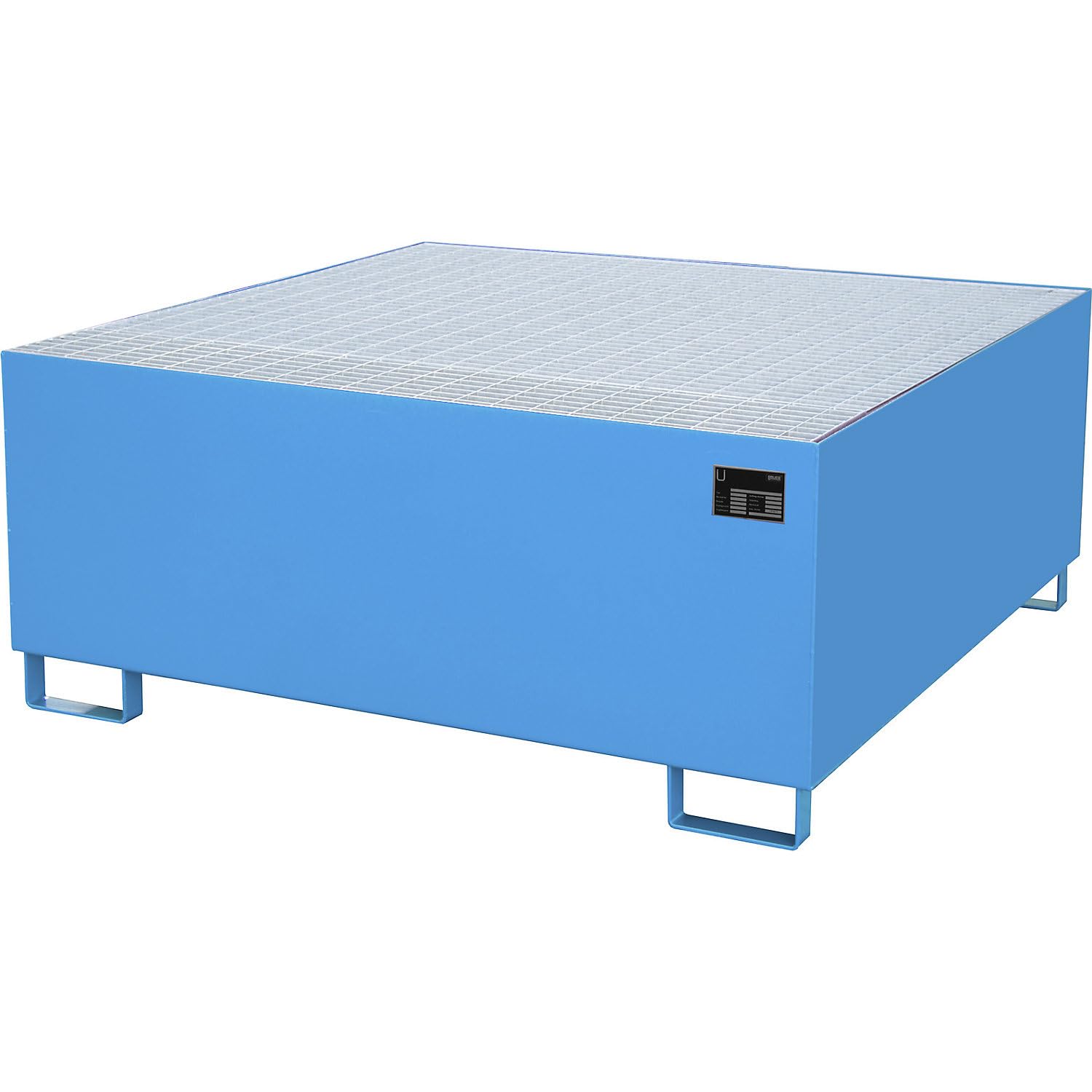 eurokraft | Stahl-Auffangwanne für Tankcontainer IBC/KTC | LxBxH 1460 x 1460 x 630 mm | Auffangvolumen 1000 l | lackiert | Blau RAL 5012