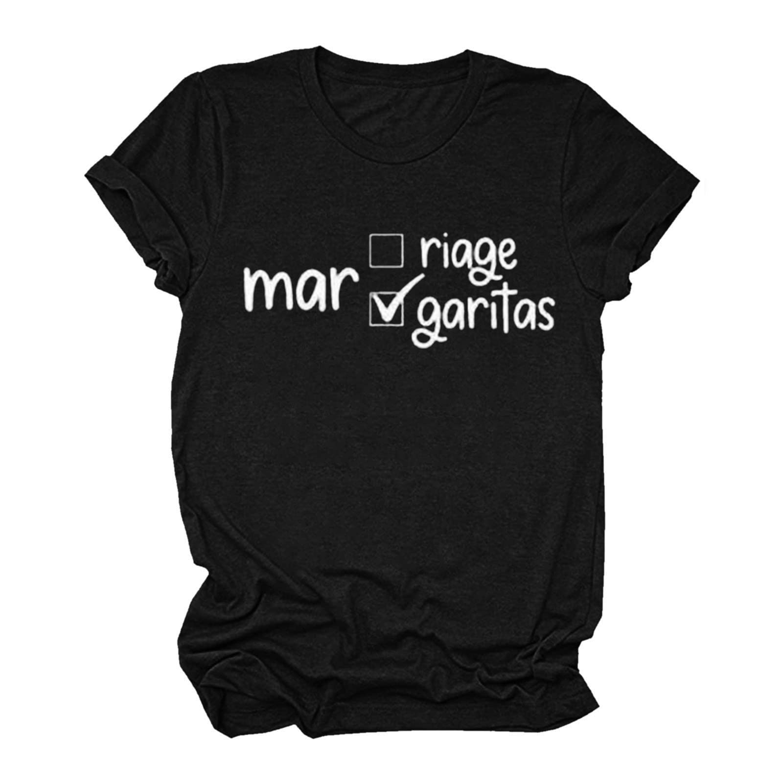 Sanahy Women's Graphic Letter Print Tunic Tees Round Neck Short Sleeve T Shirt Tops Loose Casual Summer Solid Comfy Blouse