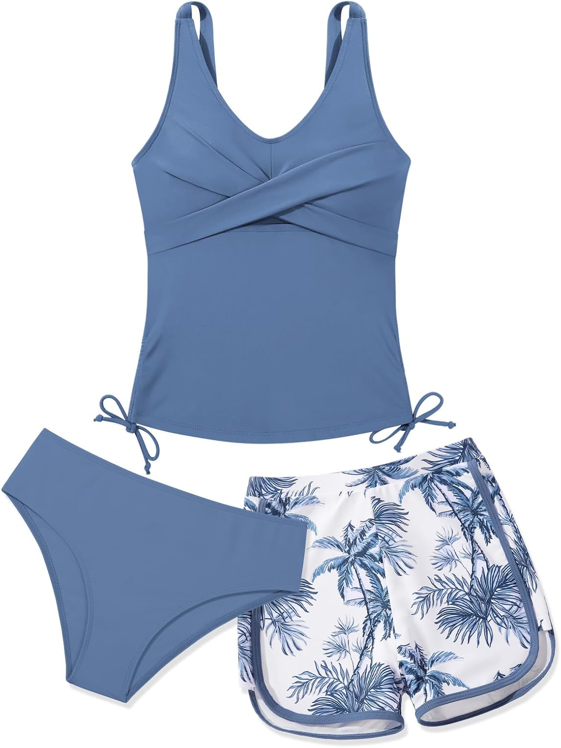 URMAGIC Girls Swimsuits Tankini Set with Shorts Criss Cross Bathing Suits Tween Teen Juniors Girl Two Piece Swimwear