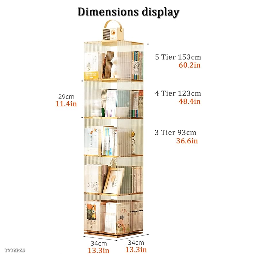【新品】大容量 タワー型 ブックラック 　360度回転　本棚 アウトレット 新品】大容量 タワー型 ブックラック 360度回転 本棚