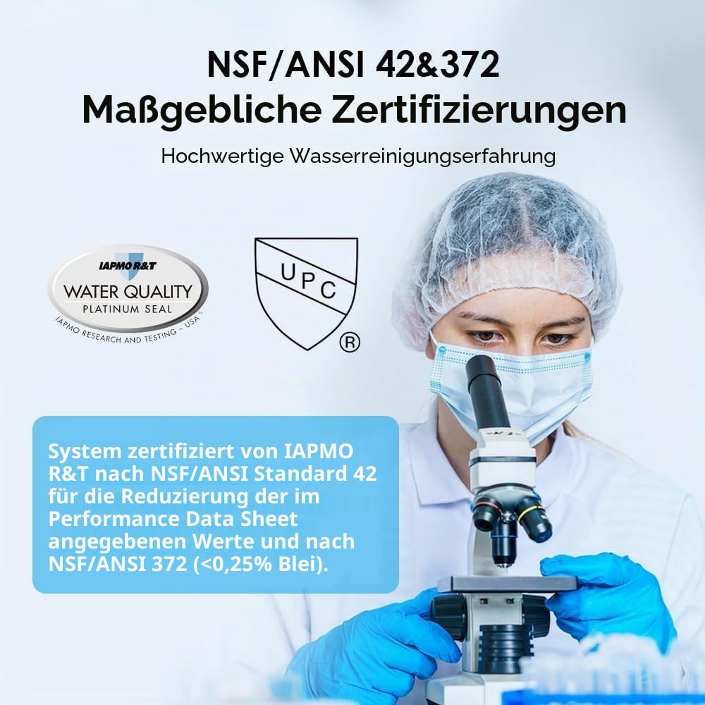 Waterdrop WD-CTF-01 Auftischfilter, 5-Stufiger Edelstahl Trinkwasser Filtersystem, Langlebiger Wasserhahn Wasserfilter, Reduziert Chlor, Schwermetalle, Schlechter Geschmack (1 Filter Enthalten)