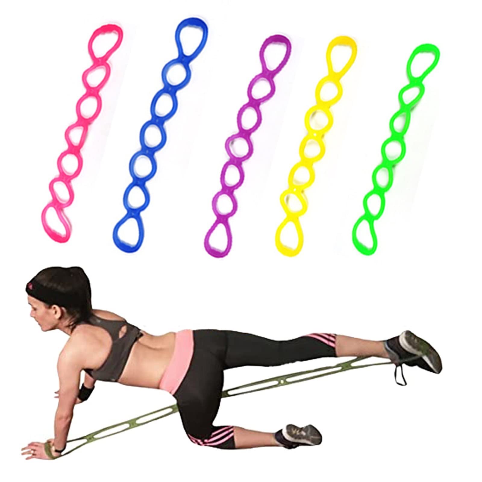 Ściągacz do klatki piersiowej 7 otworów Pilates Joga Fitness Taśma oporowa Gumowy ekspander klatki piersiowej Lina Trening Ćwiczenia mięśni Gumka Sport Sprzęt do ćwiczeń (kolor: fioletowy)