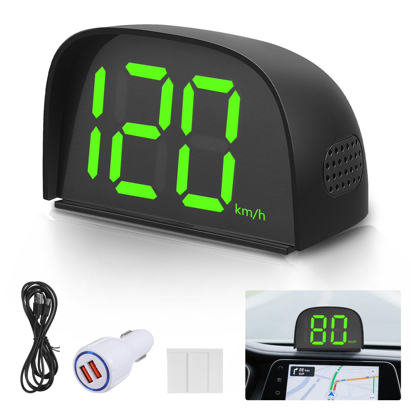 Tachimetro digitale per auto, HUD Auto Head Up Display, Tachimetro Intelligente GPS Digitale Universale, Tachimetro per Moto, Plug and Play, Carica USB, LED Grande schermo per Auto, Camion, Moto
