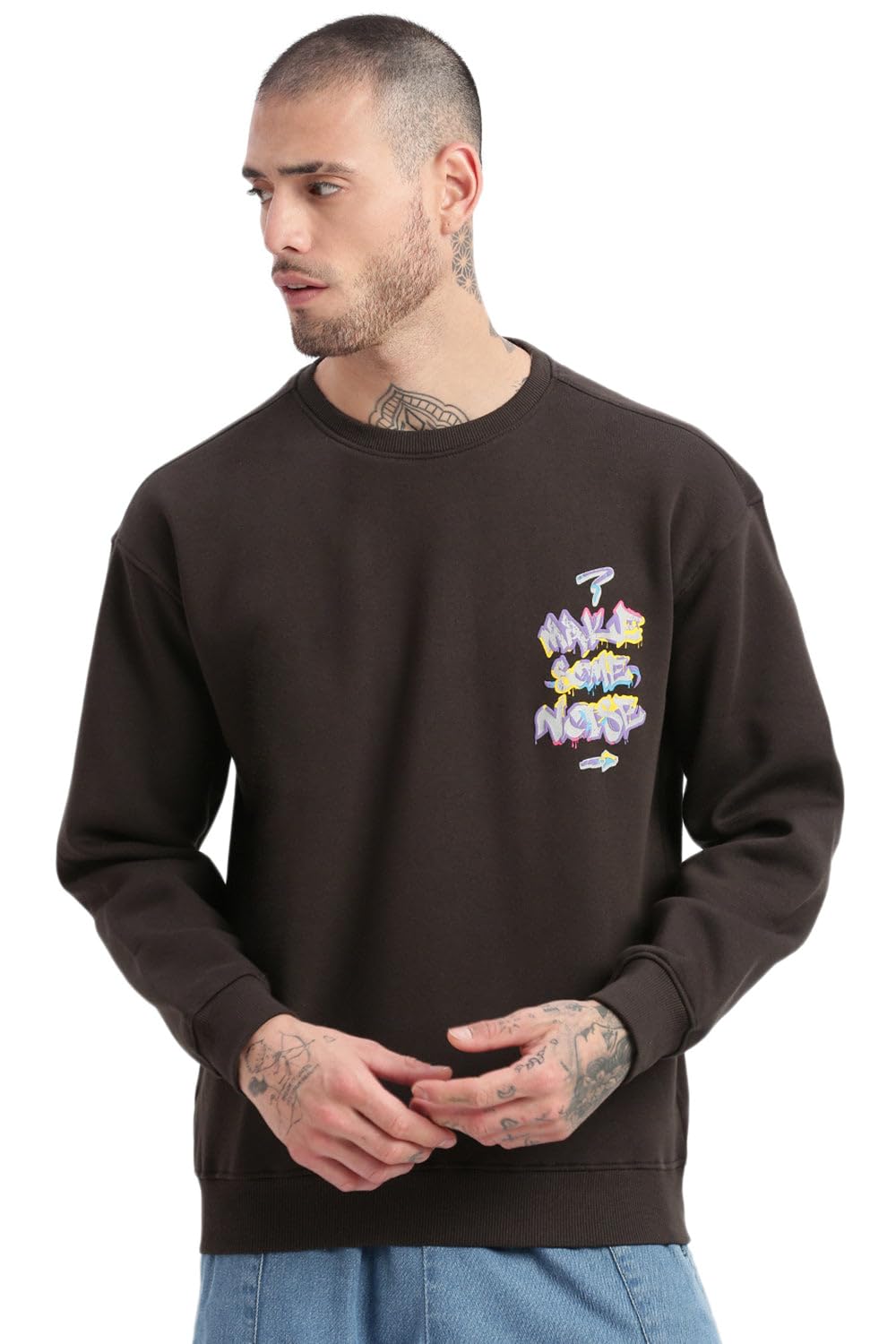 Men Printed Pullover Sweatshirt | Round Neck Full Sleeves Cotton Sweatshirt's for Mens | Slim Fit Regular Length Sweatshirts for Men's-image-24