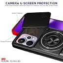 AELVOUX Realme 15 5G / 15 Pro 5G Back Cover | Armor Camera Slider 360 Degree Rotating Finger Ring Holder Case with Bracket Stand Back Case Cover (Compatible with MagSafe Accessories) (Black) gallery image