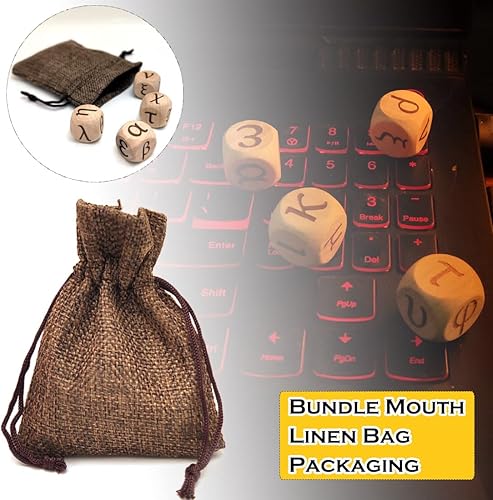 Miniatura 6 de Juego de dados de madera del alfabeto griego, 24 letras griegas talladas, cubos rodantes para juegos de fiesta de enseñanza (minúscula, 4