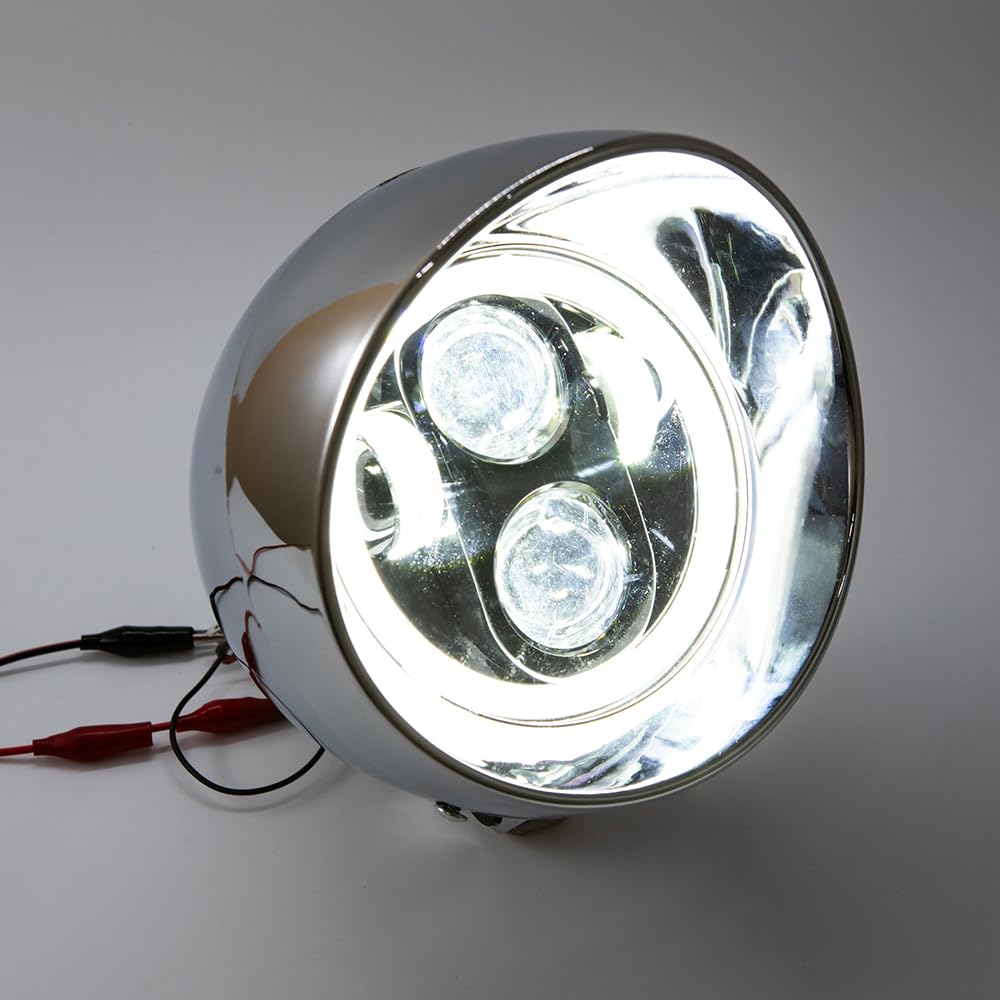 Faro delantero para motocicleta 7'' Faro retro universal para Cruiser Cafe Racer CA250 Steed400 Steed600 Magna250 (Plata)