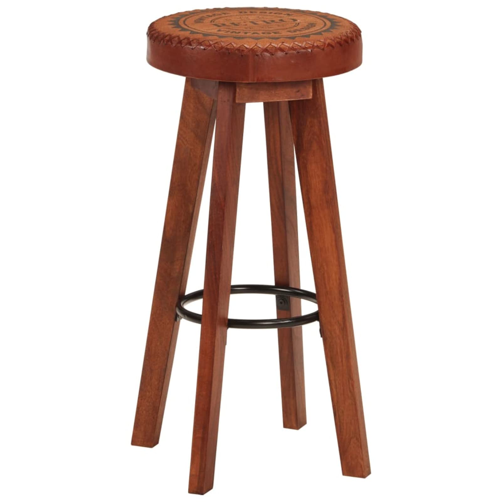 Homgoday Taburetes de bar de 2 piezas de piel auténtica y madera maciza de acacia, silla de oficina, silla de oficina, silla de escritorio para salón dormitorio