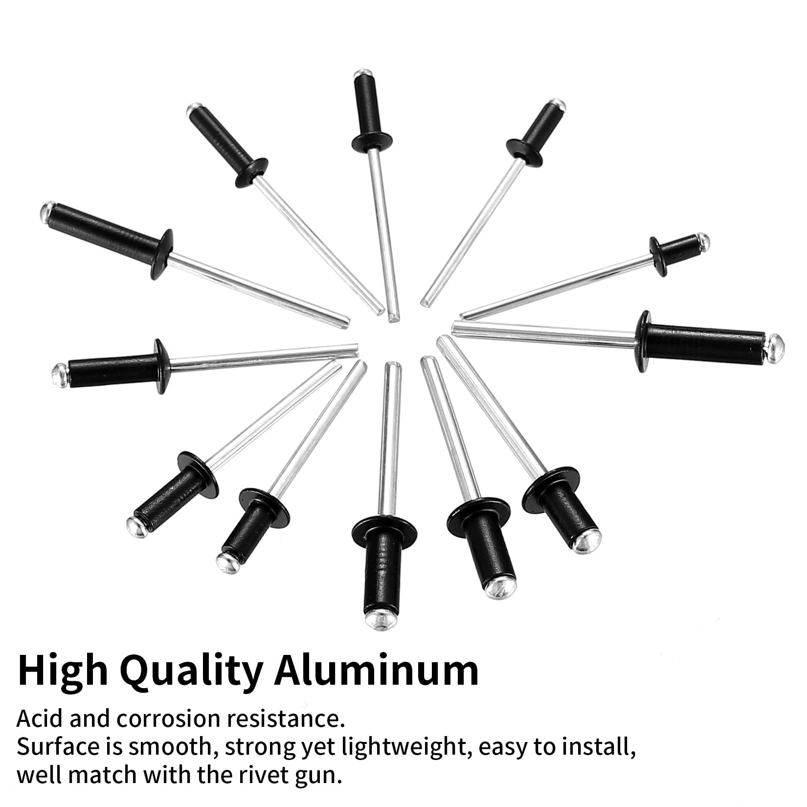 300 Pcs Pop Rivets Assortment, Aluminum Blind Rivets Set, Flange Blind Rivets with Shaft Mandrel, Open End Rivets - Image 3