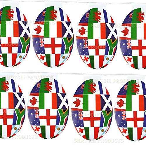 Gifts 4 All Occasions Limited SHATCHI-193 - Banderines de rugby con forma de bola de 15 pies, decoración de fiesta olímpica