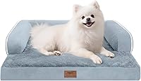 Vista 123 de Cama ortopédica extra grande para perros impermeable: cama de espuma viscoelástica para perros XL y extra grandes, sofá sofá, lavable con funda Azul