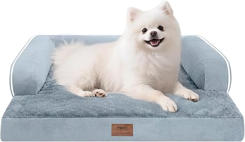 Miniatura 123 de Cama ortopédica extra grande para perros impermeable: cama de espuma viscoelástica para perros XL y extra grandes, sofá sofá, lavable con funda Azul