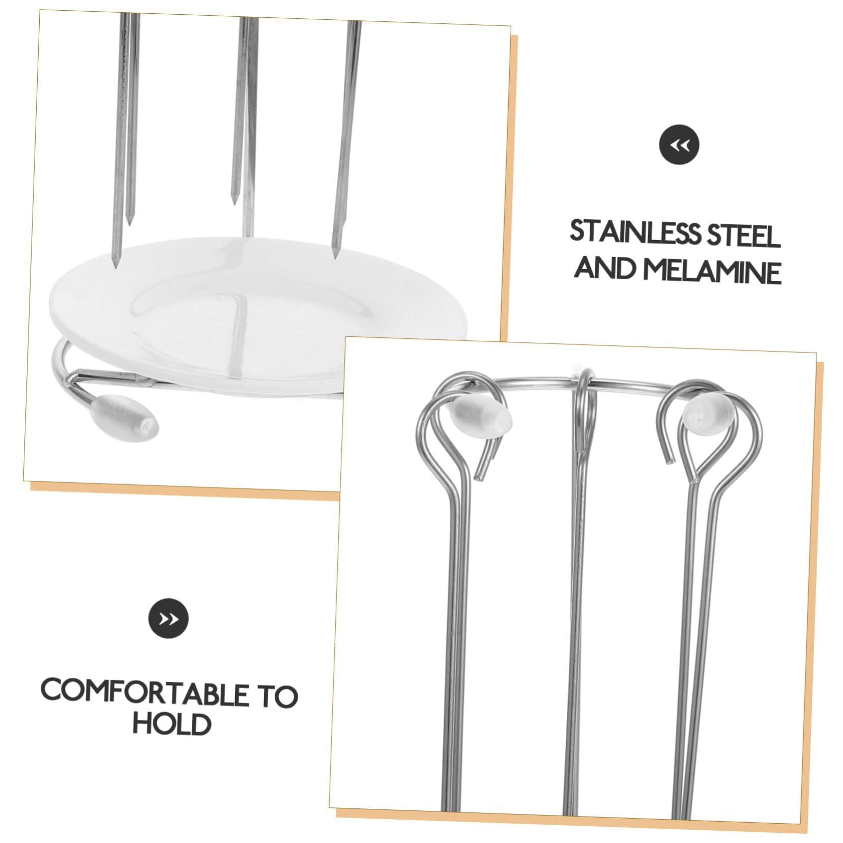 POPETPOP Supporto per Spiedini in Acciaio Inossidabile Resistente per Barbecue All'aperto, Grucce Porta Spiedini con 5 Aghi, per Grigliate, Picnic e Campeggio, Facile da Pulire