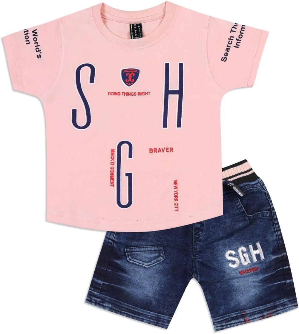 ZOLFO KIDZ Unisex Baby Cotton Print T-Shirt with Shorts Set |SGH |