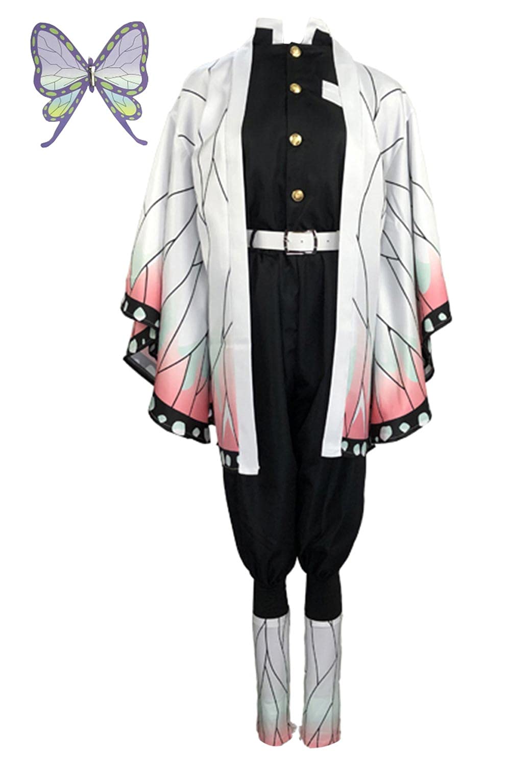 LoesoulWomen Kochou Shinobu Cosplay Outfit Costume Kimetsu No Yaiba Full Set Uniform Kimono Cloak Coat Pants Party Halloween Suits