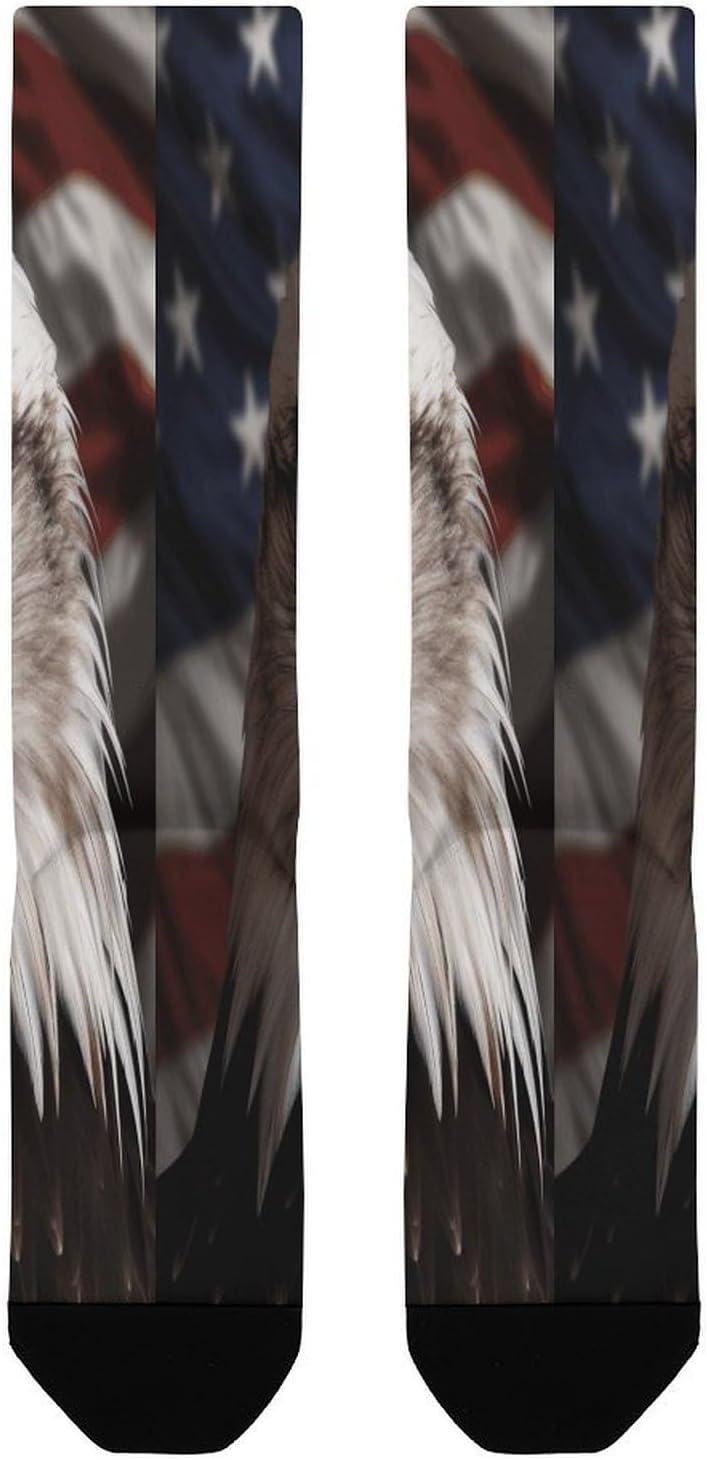 America Flag And Eagle Compression Sock Circulation Support Socks Lightweight Knee High Tube Sock Over-The-Calf Sock for Adult