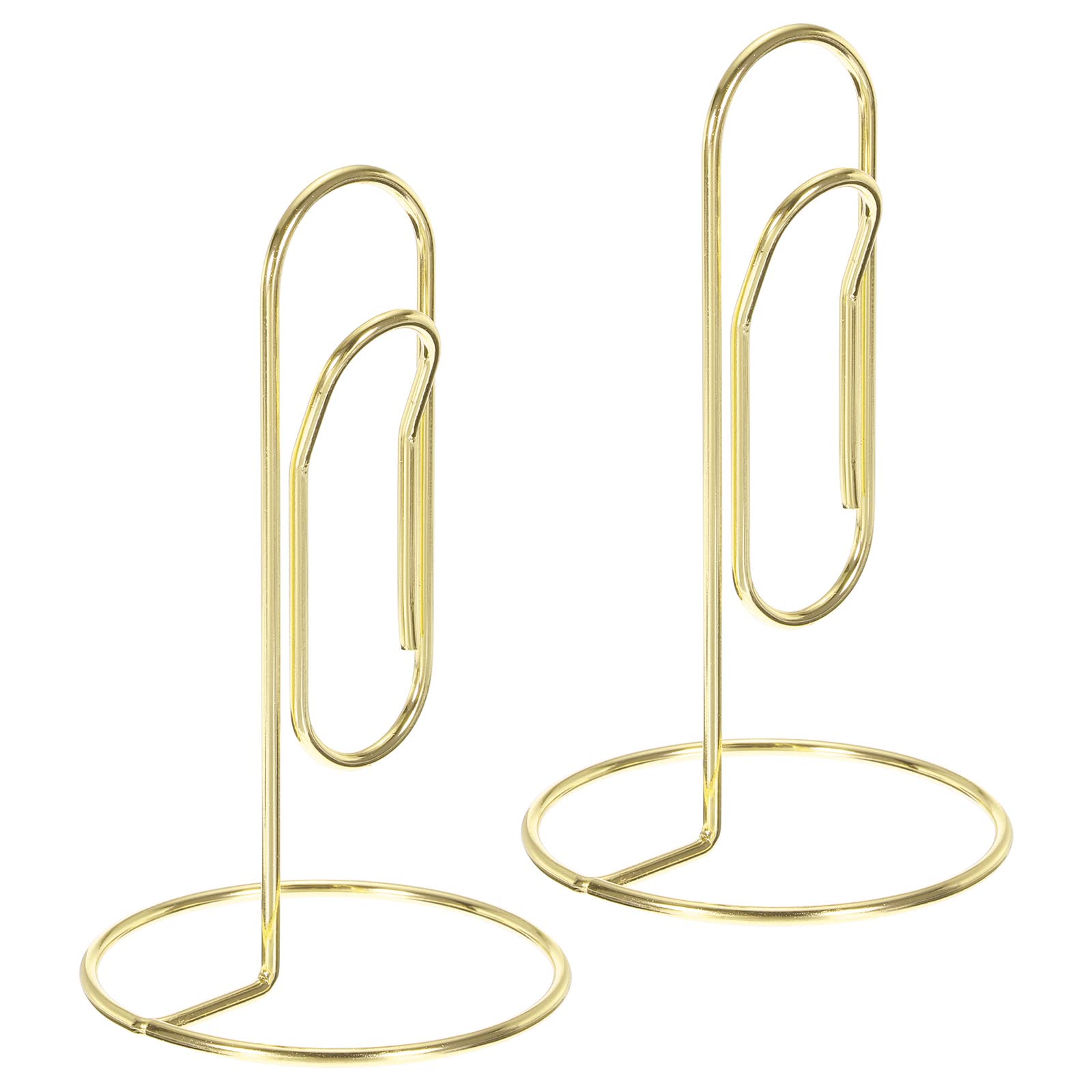 PATIKIL Place Card Holder, 2 Pack Memo Clip Holder Stand Table Number Holders Paper Clip Shape for Pictures Note Card Paper, Golden