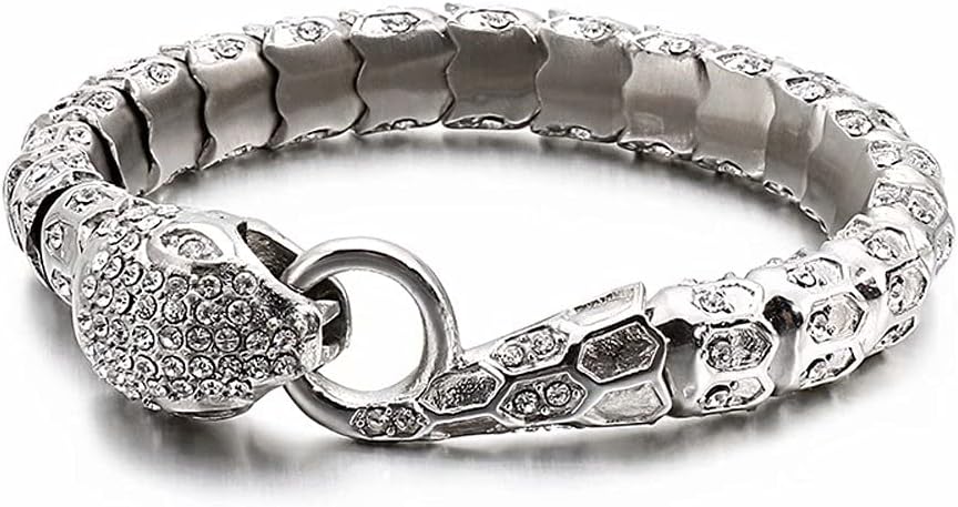 ランキングtop10 スネークバングル316lチタンスチールレトロヴィンテージスネークリング腕輪 男性用女性用ファッションスネークヘッドループパーソナリティパーティーアクセサリー レトロカラー ブレスレット長さ19cm