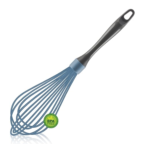 OYV Blue Silicone Whisk, Professional Plastic Whisks for Cooking Non-Scratch,