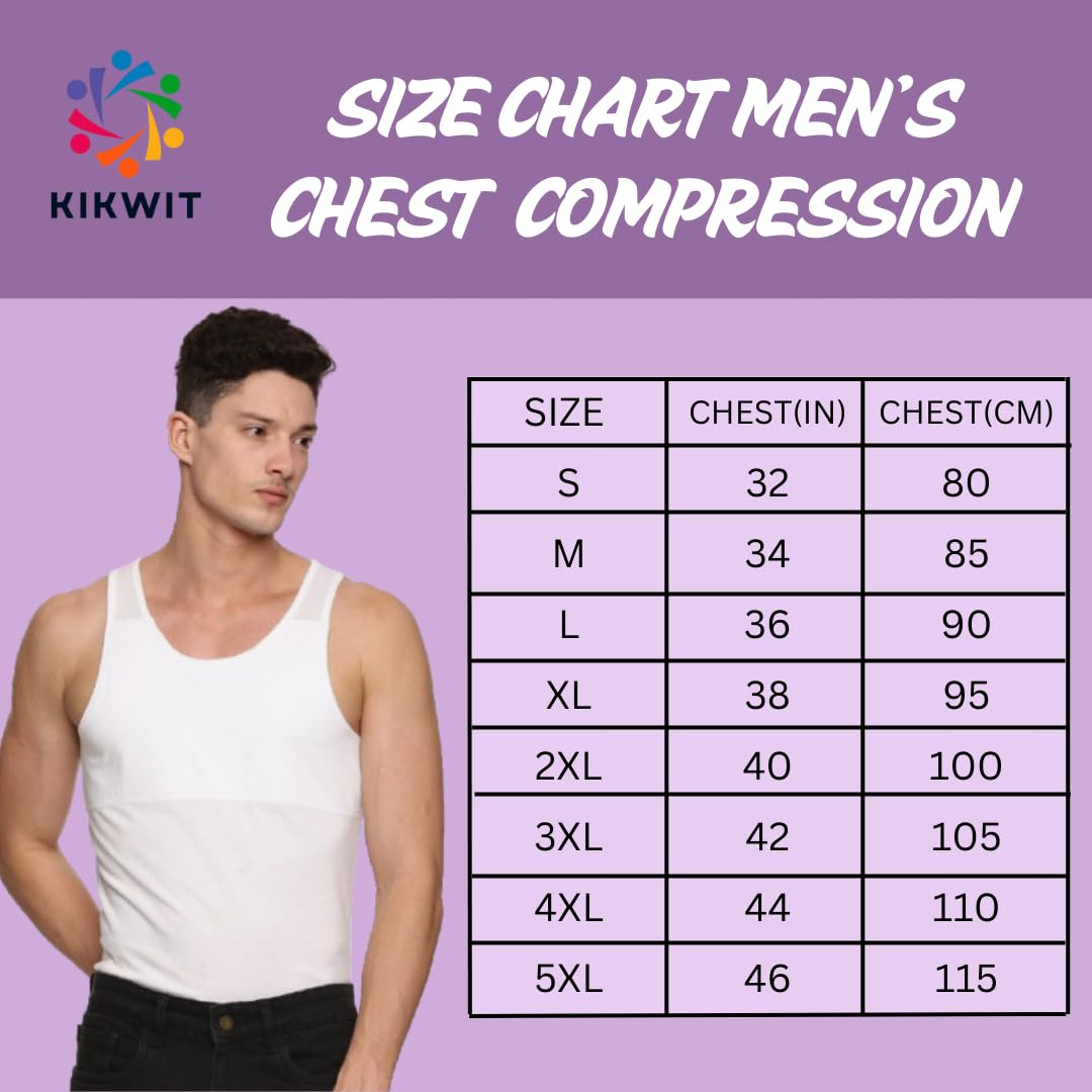 KIKWIT Cotton Men's Chest Compression Vest To Hide Gynecomastia Moobs Shapewear, Compression Chest Binder For Men To Hide Moobs (White, 2XL) 3