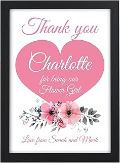 Thank You For Being Our Flower Girl Bridesmaid Junior Bridesmaid Gifts Personalised Wedding Favour Keepsake - Thank You Presents for Flower Girls - A5 A4 Framed Prints or 18mm Wooden Blocks