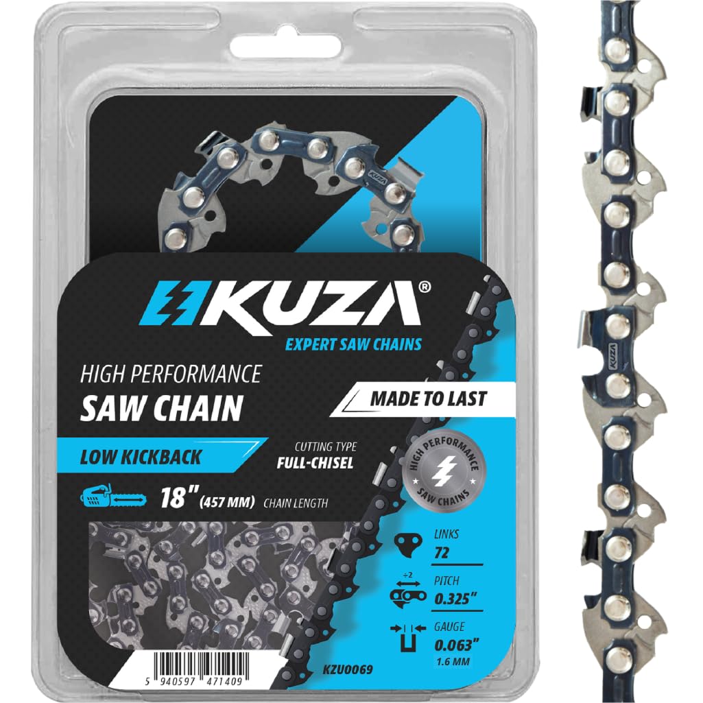 Cadena de motosierra de 45 cm, 18 pulgadas, 0,325 pulgadas, 72TG, apta para Alpina, Black&Decker, Bosch, Xtreme, Dolmar, Echo, Hitachi, Homelite, Husqvarna, John Deere, Jonsered, McCulloch, Ryobi, STI
