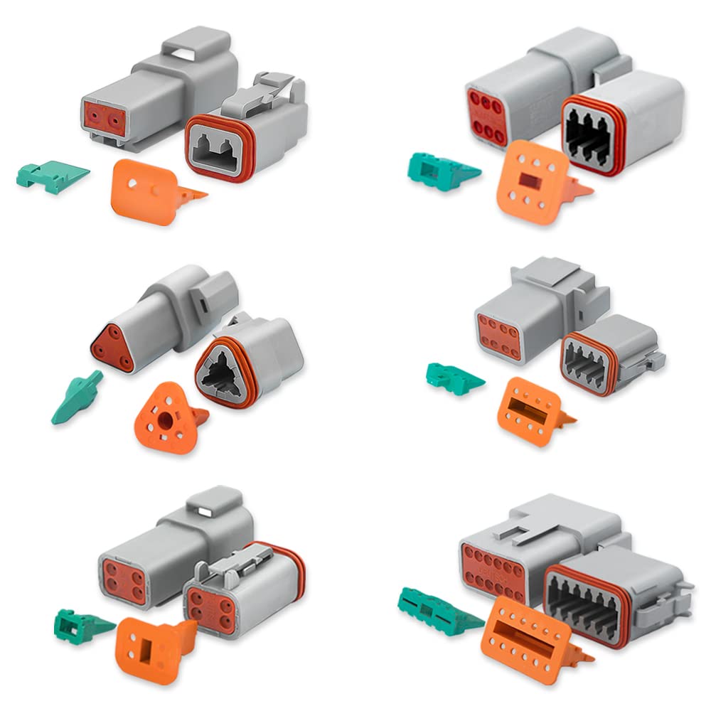 DT Series Connector Kit 2 3 4 6 8 12Pin Gray 1 Set, Size 16 Solid Contacts 14-18AWG Waterproof Electrical Wire Connector with Seal Plug for Truck, Off-Road Vehicles, Marine, Motorcycle Wiring-image-34